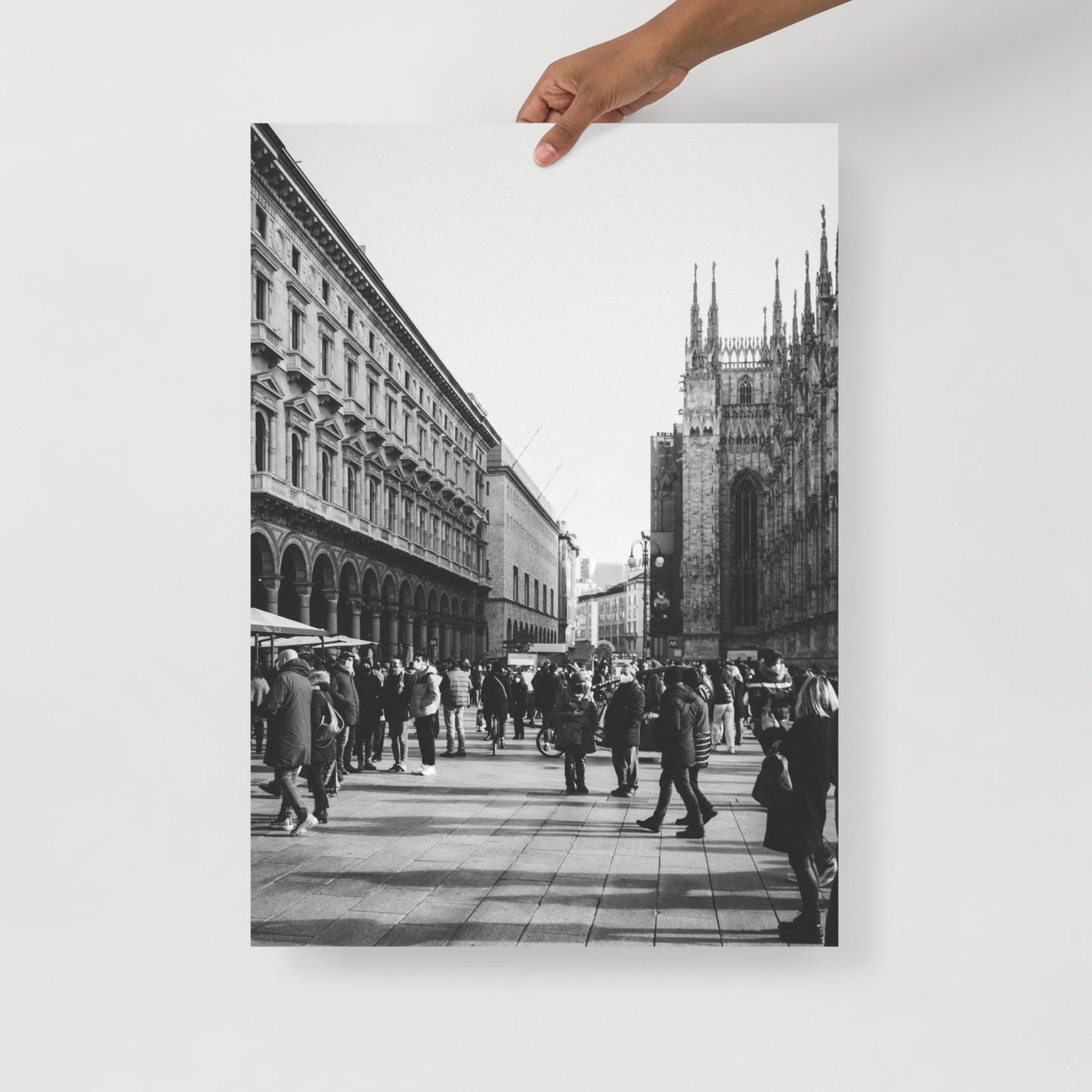Wandbild Domplatz Mailand II Schwarzweiss