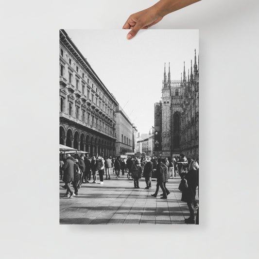 Wandbild Domplatz Mailand II Schwarzweiss